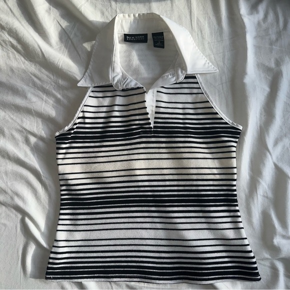 New York & Company Black and White Striped Blouse - Picture 5 of 5